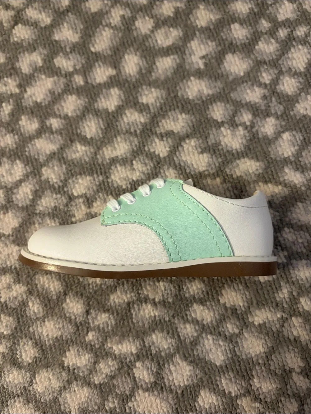 Kids Mint & White Lace-Up Dress Shoes